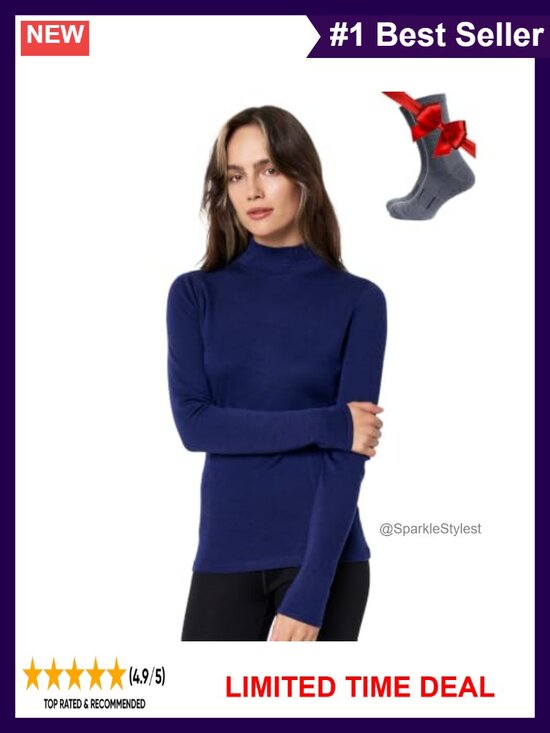 Sweaters - Merino Wool Turtleneck Base Layer Women Sweater Midweight 260 GSM